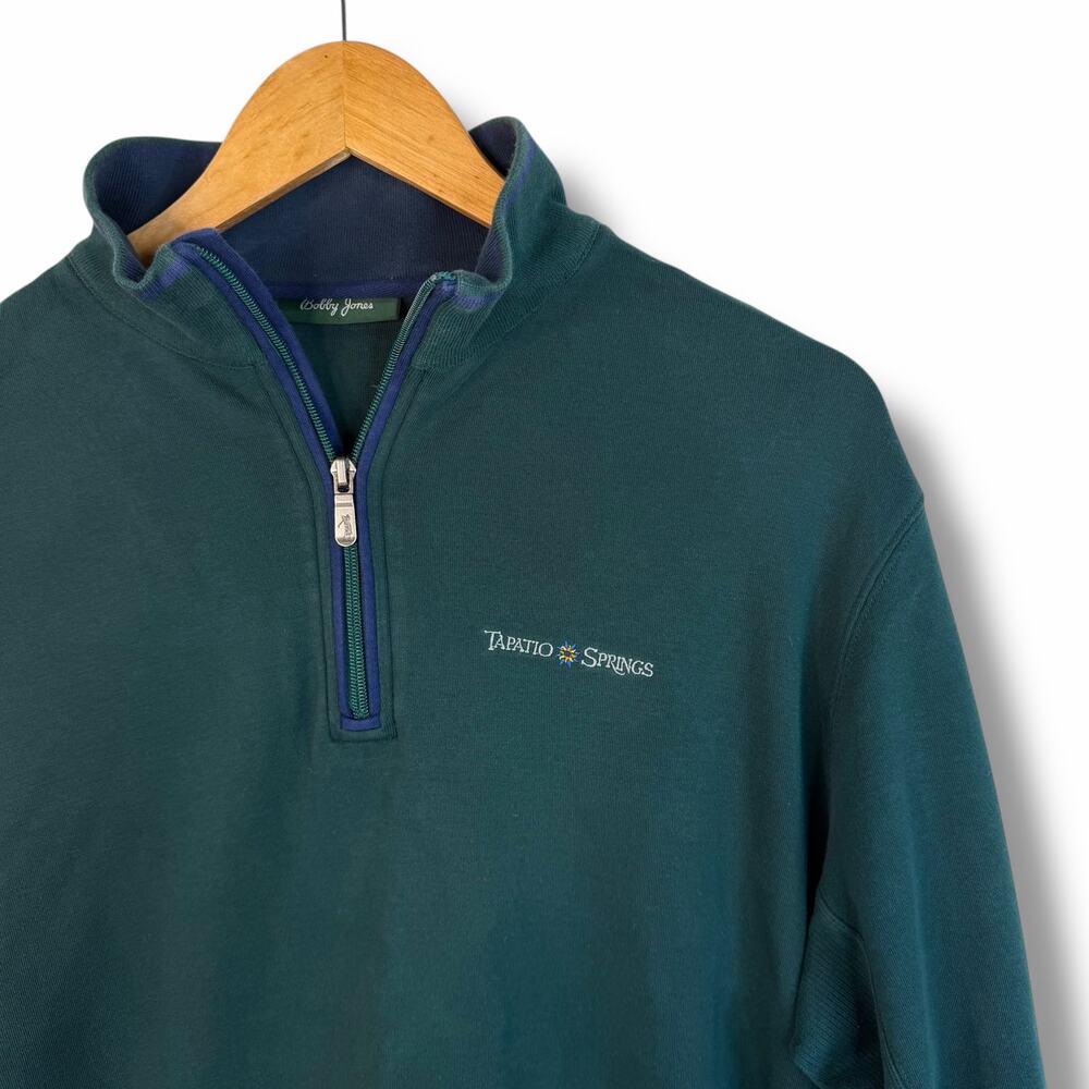 Bobby Jones Mens 1/4 Zip Golf Pullover Mock Collar Long Sleeve Green Size Large - Picture 2 of 9